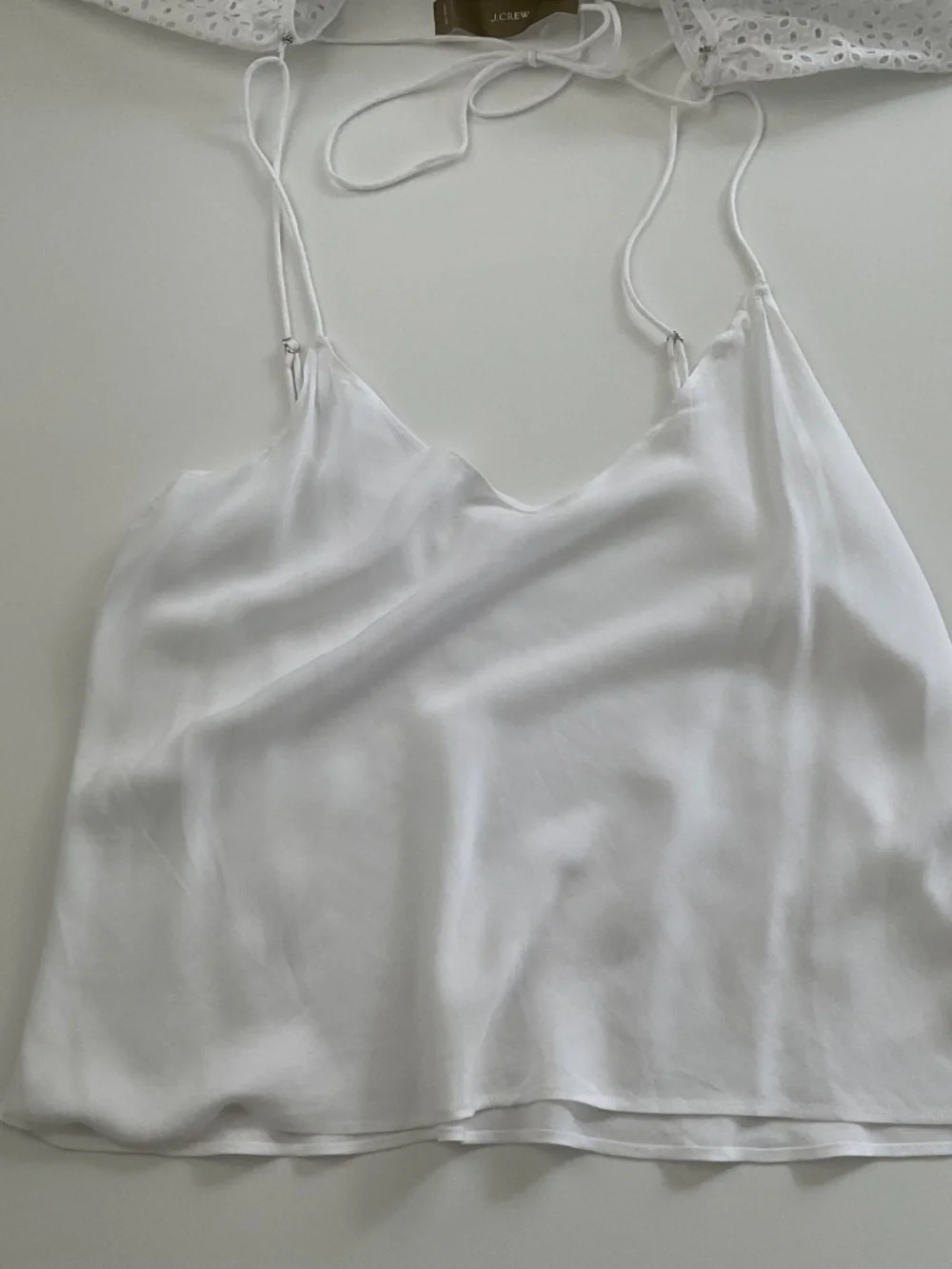 J.Crew Puff-Sleeve Eyelet Top & Cami Set Sz 8 White Romantic Boho Chic NWT